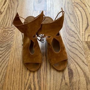 Aquazzura Cognac Sexy Thing Sandal Wedges